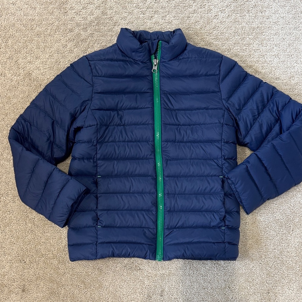 Lands End Kids DOWN Puffer Navy Blue Jacket